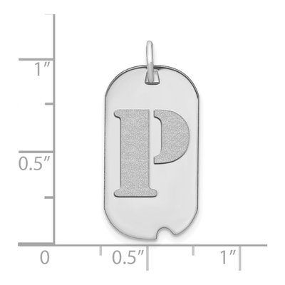 14K White Gold Dog Tag Letter P Pendant – view 3