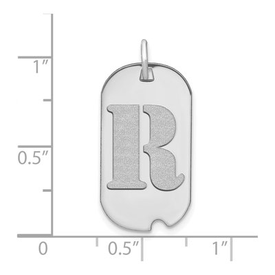 14K White Gold Dog Tag Letter R Pendant – view 3