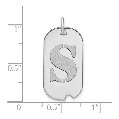 14K White Gold Dog Tag Letter S Pendant – view 3