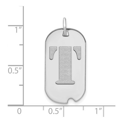 14K White Gold Dog Tag Letter T Pendant – view 3
