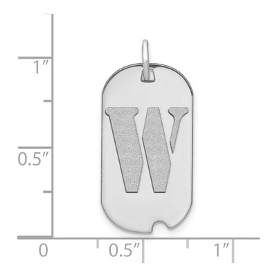 14K White Gold Dog Tag Letter W Pendant – view 3