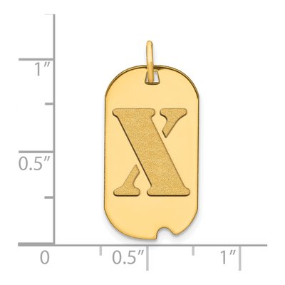 14K Yellow Gold Dog Tag Letter X Pendant – view 2