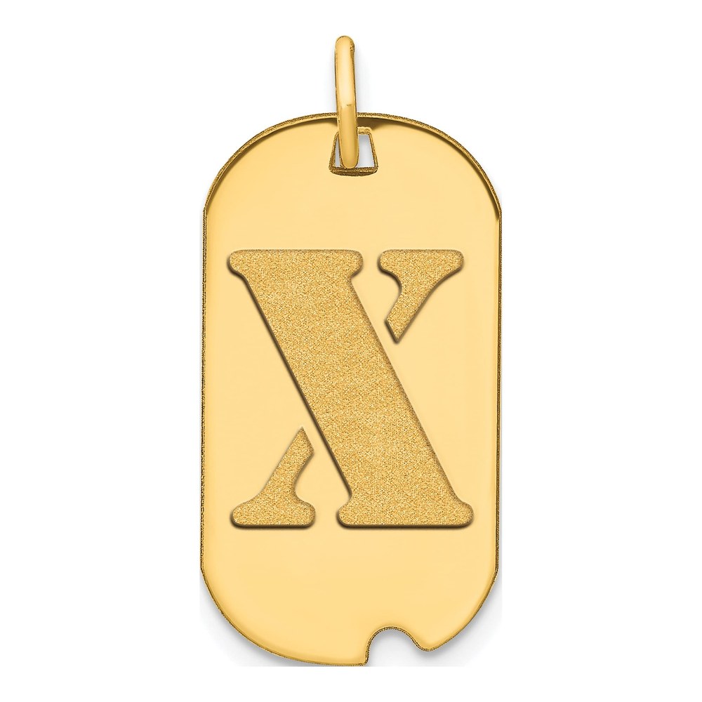 14K Yellow Gold Letter X Dog Tag Pendant