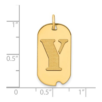 14K Yellow Gold Dog Tag Letter Y Pendant – view 2