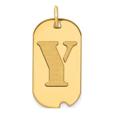 14K Yellow Gold Dog Tag Letter Y Pendant