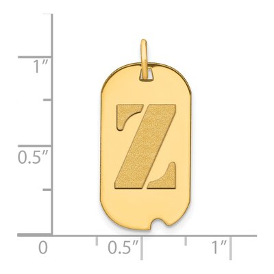 14K Yellow Gold Dog Tag Letter Z Pendant – view 2