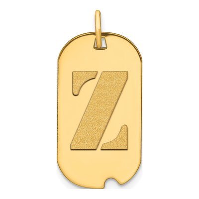 14K Yellow Gold Dog Tag Letter Z Pendant