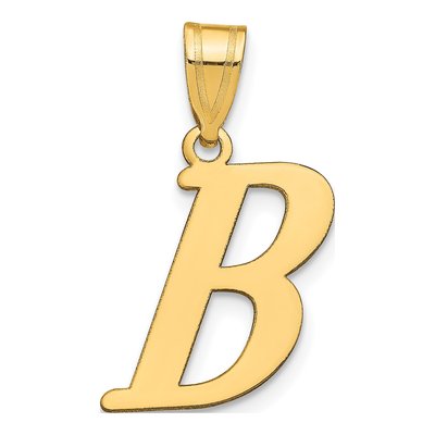 14K Yellow Gold Letter B Pendant