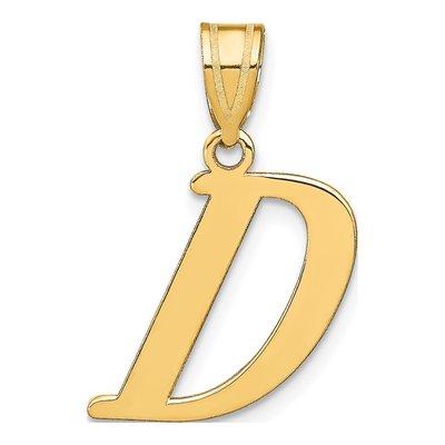 14K Yellow Gold Letter D Pendant