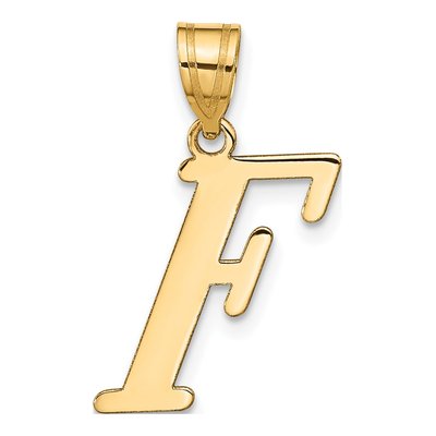 14K Yellow Gold Letter F Pendant