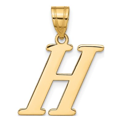 14K Yellow Gold Letter H Pendant