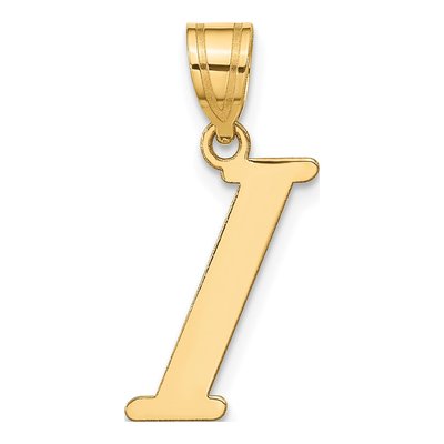 14K Yellow Gold Letter I Initial Pendant