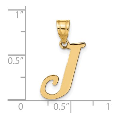 14K Yellow Gold Letter J Pendant – view 5