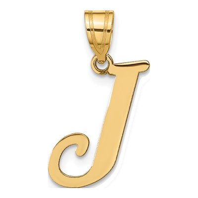 14K Yellow Gold Letter J Pendant