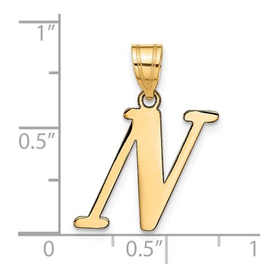 14K Yellow Gold Letter N Pendant – view 5
