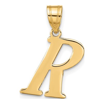 14K Yellow Gold Letter R Pendant