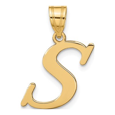 14K Yellow Gold Letter S Pendant