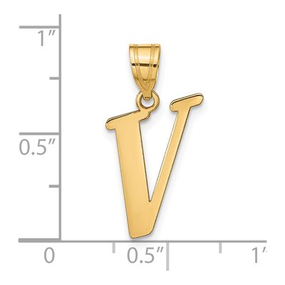14K Yellow Gold Letter V Pendant – view 5