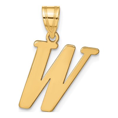 14K Yellow Gold Letter W Pendant