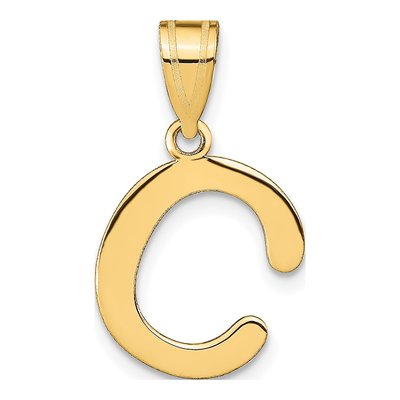 14K Yellow Gold Bubble Letter C Pendant
