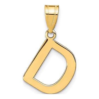 14K Yellow Gold Bubble Letter D Pendant
