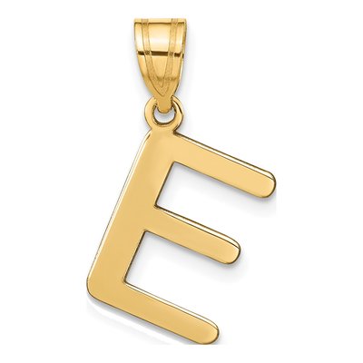 14K Yellow Gold Bubble Letter E Pendant