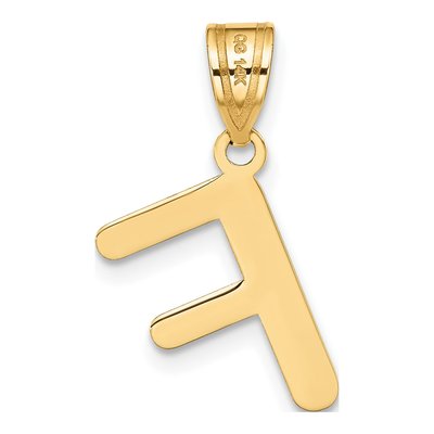 14K Yellow Gold Bubble Letter F Pendant – view 4