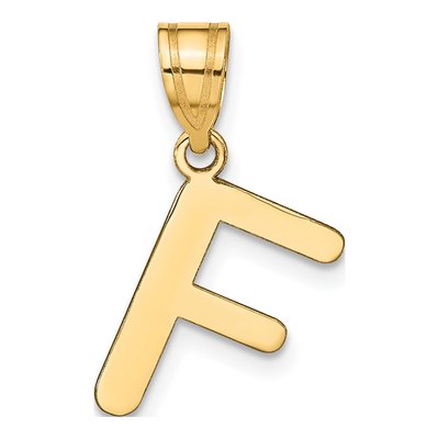 14K Yellow Gold Bubble Letter F Pendant