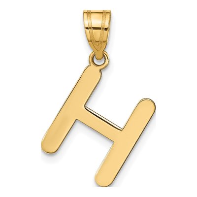 14K Yellow Gold Bubble Letter H Pendant