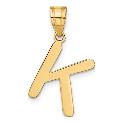 14K Yellow Gold Bubble Letter K Pendant