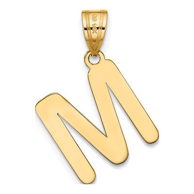 14K Yellow Gold Bubble Letter M Pendant – view 4