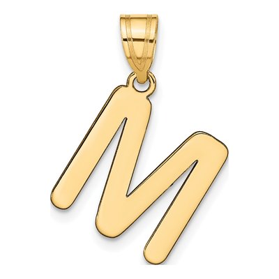 14K Yellow Gold Bubble Letter M Pendant