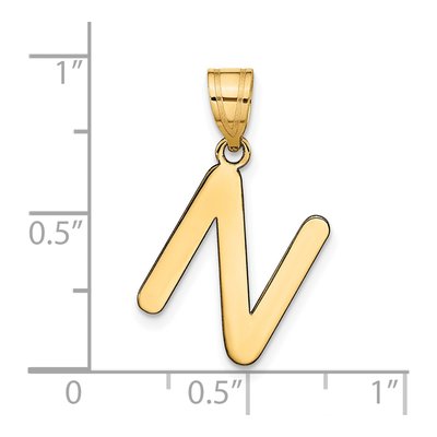 14K Yellow Gold Bubble Letter N Pendant – view 5