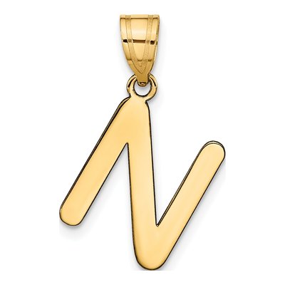 14K Yellow Gold Bubble Letter N Pendant