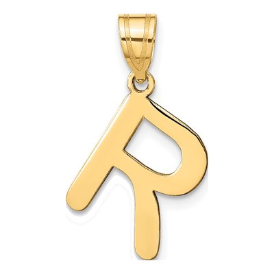 14K Yellow Gold Bubble Letter R Pendant