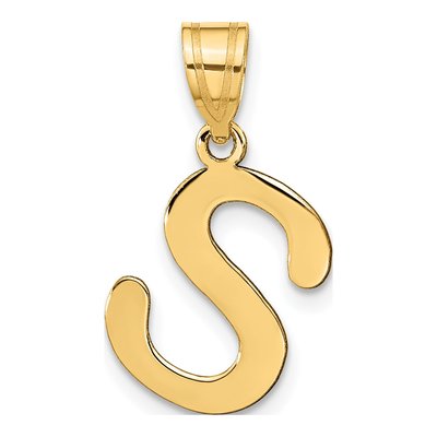 14K Yellow Gold Bubble Letter S Pendant
