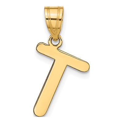 14K Yellow Gold Bubble Letter T Pendant – view 4