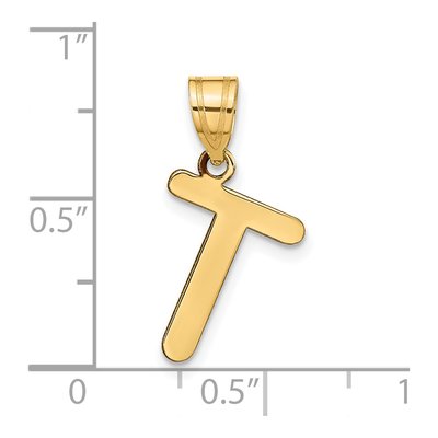 14K Yellow Gold Bubble Letter T Pendant – view 5