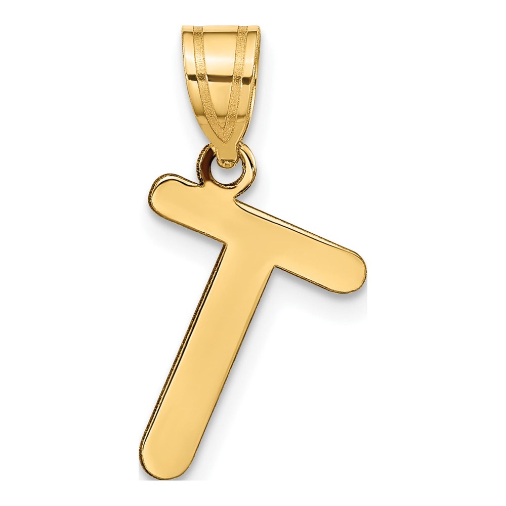 14K Yellow Gold Bubble Letter T Pendant