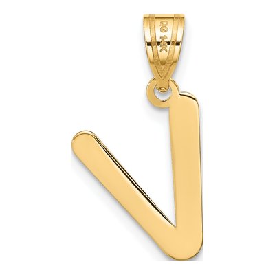 14K Yellow Gold Bubble Letter V Pendant – view 3