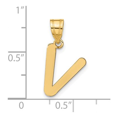14K Yellow Gold Bubble Letter V Pendant – view 4