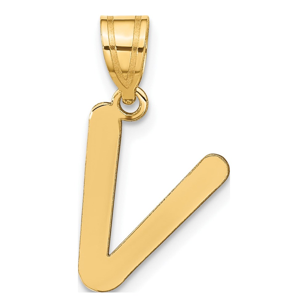 14K Yellow Gold Bubble Letter V Pendant