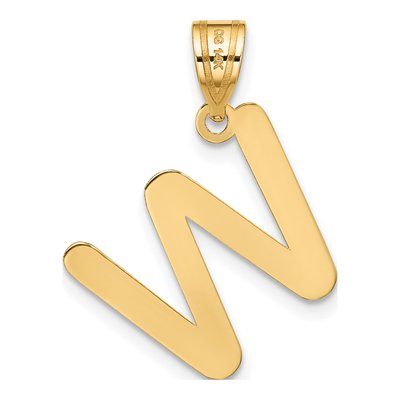 14K Yellow Gold Bubble Letter W Pendant – view 4