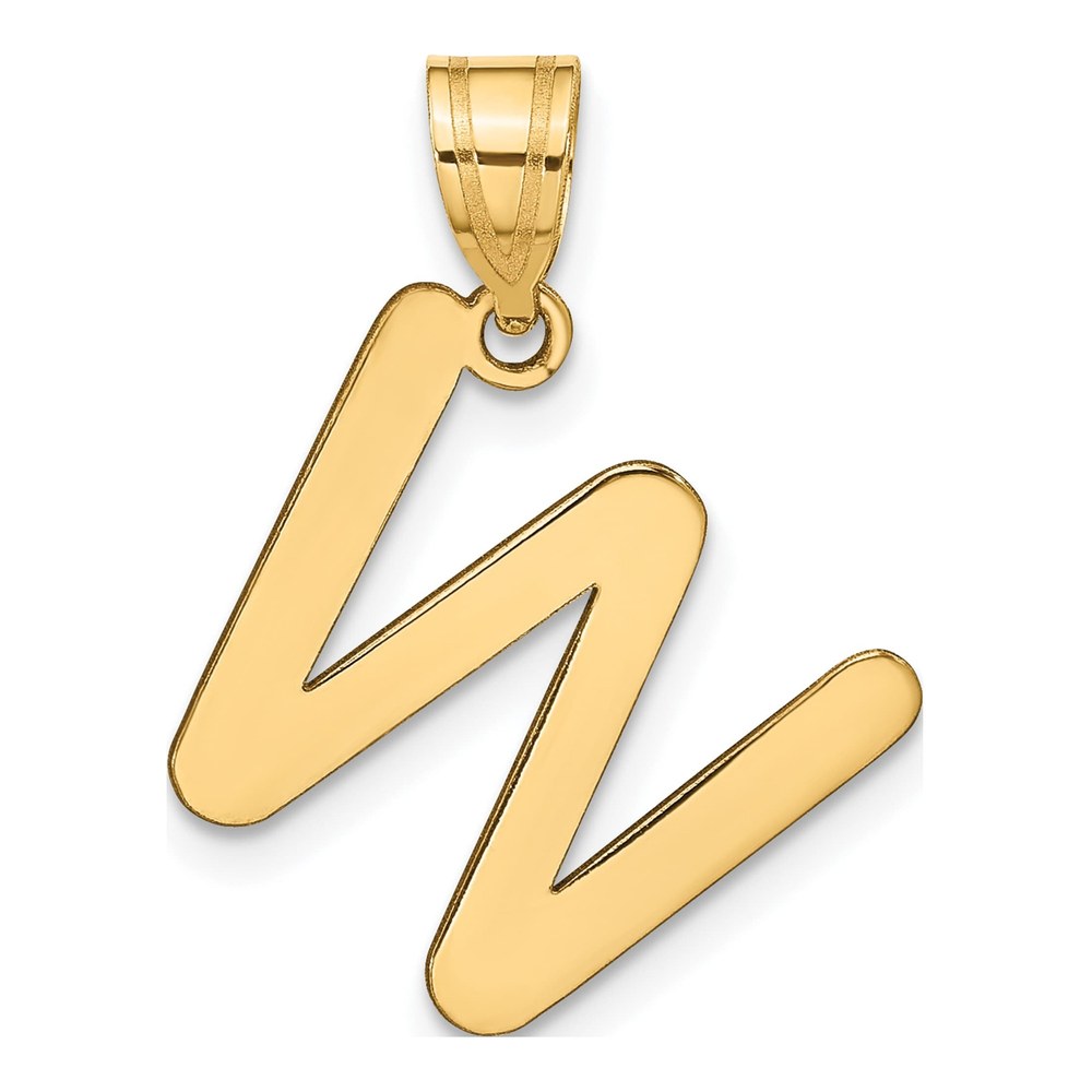 14K Yellow Gold Bubble Letter W Pendant
