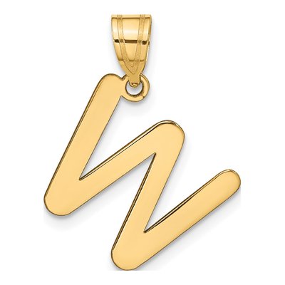 14K Yellow Gold Bubble Letter W Pendant