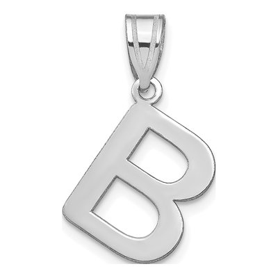 14K White Gold Bubble Letter B Pendant