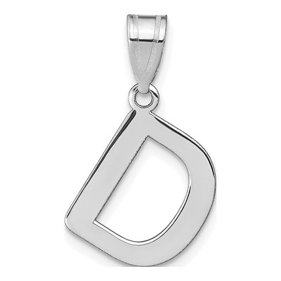 14K White Gold Bubble Letter D Pendant