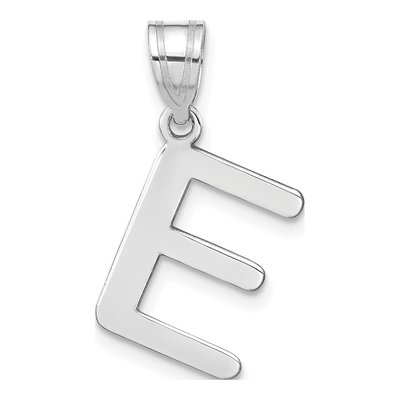 14K White Gold Bubble Letter E Pendant