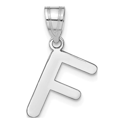 14K White Gold Bubble Letter F Pendant