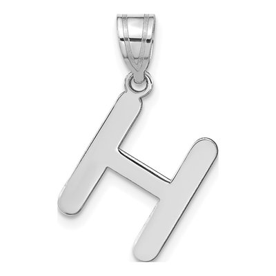 14K White Gold Bubble Letter H Pendant